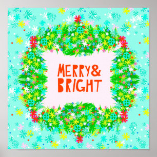 Merry & Bright Wreath Poster