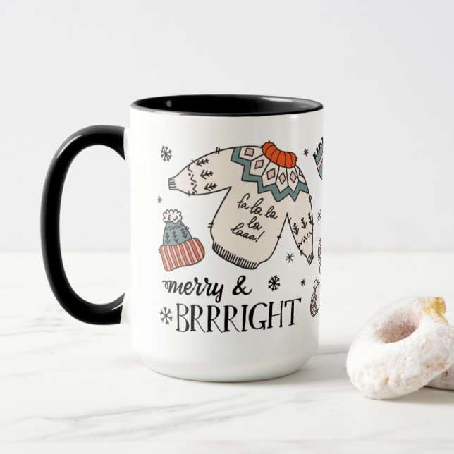 Merry & Brright Winter Bekleidung Weihnachten Tass Tasse (Mit Donut)