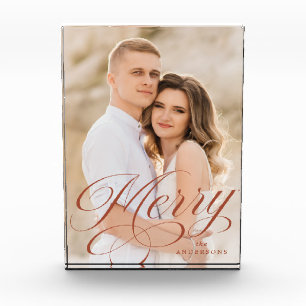 Merry Calligraphy Terracotta Script Holiday Fotoblock