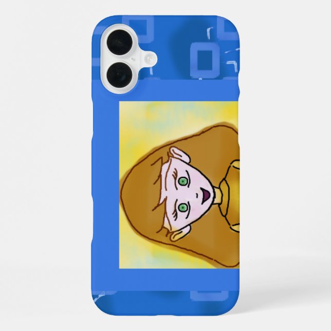 Merry Cartoon Blue Geometric Phone Case iPhone 16 Plus Hülle (Rückseite)