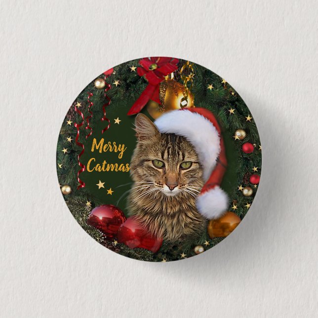 Merry Catmas Button (Vorderseite)