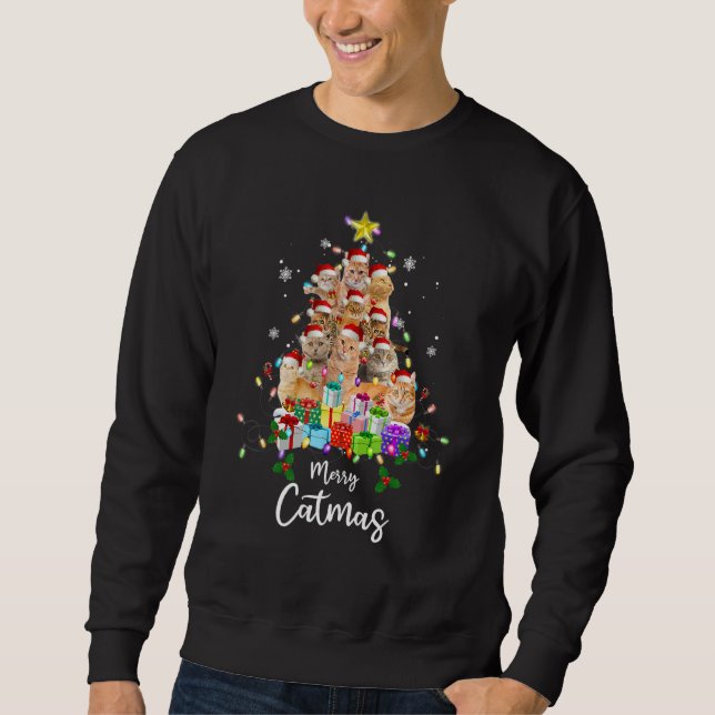 Merry Catmas  Cat Mom Cat Dad Christmas Cat 2 Sweatshirt (Vorderseite)