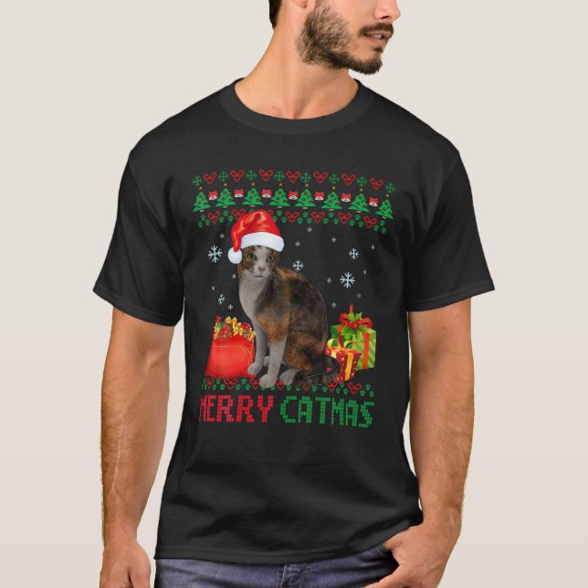 Merry Catmas Cat Ugly Christmas Abyssinian Mama Va T-Shirt (Vorderseite)