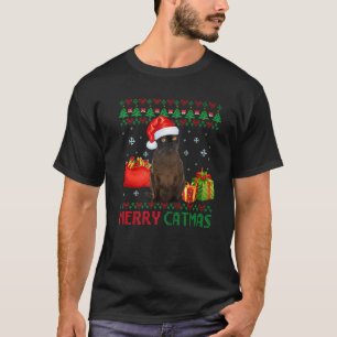 Merry Catmas Cat Ugly Christmas Bombay Mama Vater T-Shirt