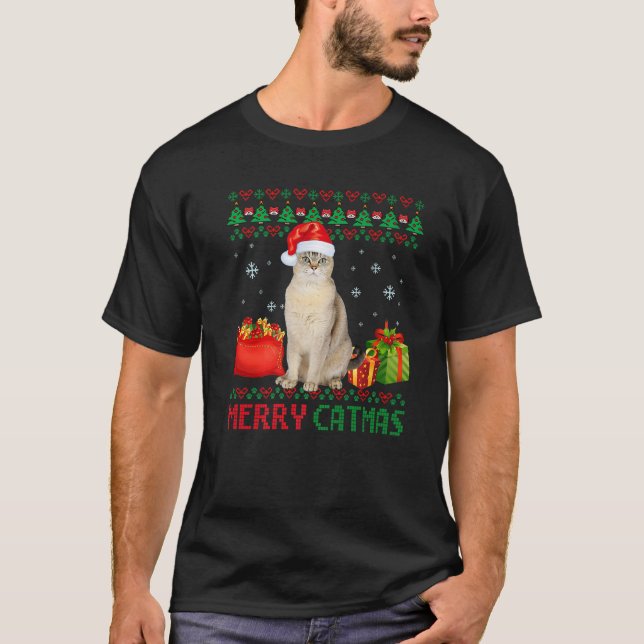 Merry Catmas Cat Ugly Christmas Burmilla Mama Vate T-Shirt (Vorderseite)