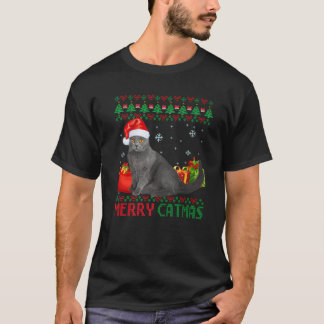 Merry Catmas Cat Ugly Christmas Chartreux Mama Vat T-Shirt