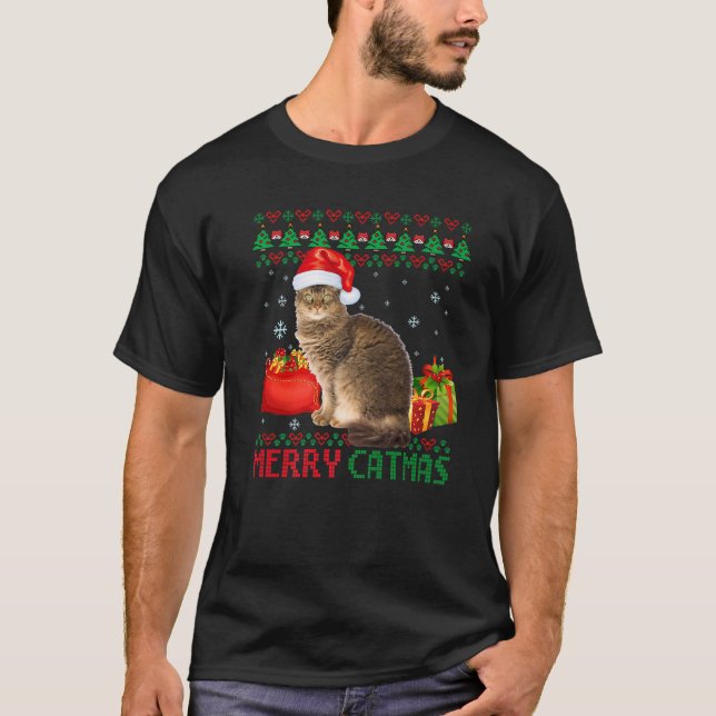 Merry Catmas Cat Ugly Christmas Laperm Cat Mama Va T-Shirt (Vorderseite)