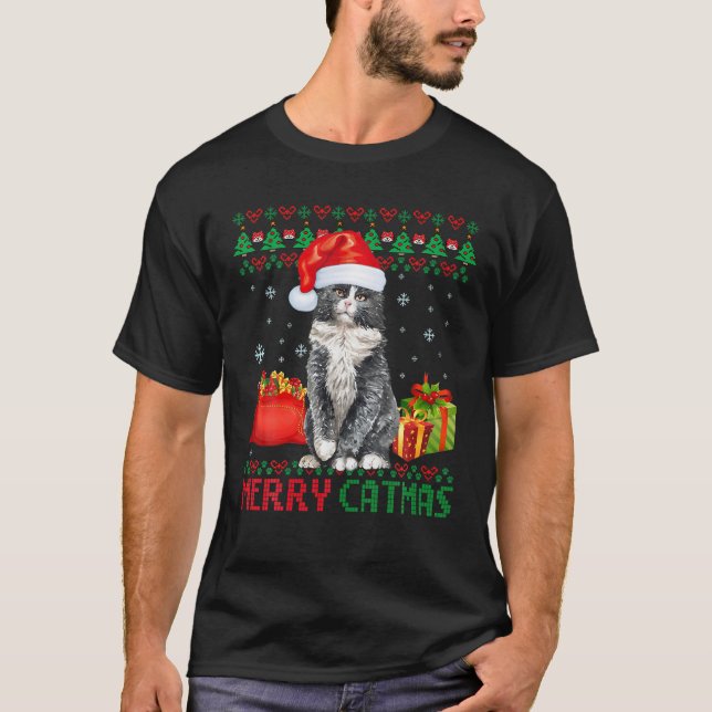 Merry Catmas Cat Ugly Christmas Norwegian Forest C T-Shirt (Vorderseite)