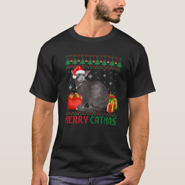 Merry Catmas Cat Ugly Christmas Oriental Cat Mama  T-Shirt (Vorderseite)