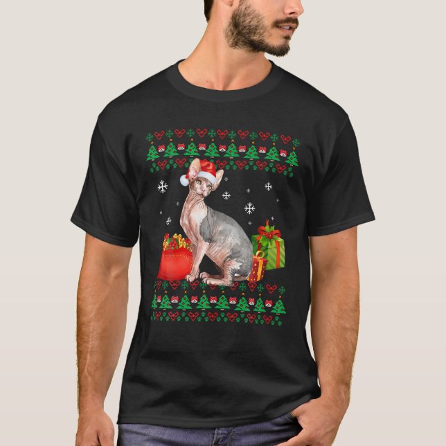 Merry Catmas Cat Ugly Christmas Sphynx Mama Vater T-Shirt (Vorderseite)