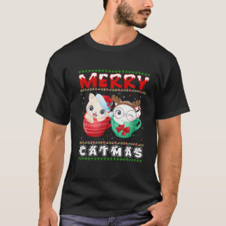 Merry Catmas Cat Ugly Funny Cat Christmas Cat Lieb T-Shirt