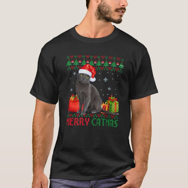 Merry Catmas Cat Ugly Weihnachten Korat Cat Mama V T-Shirt (Vorderseite)
