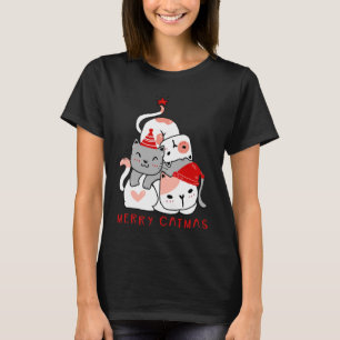 Merry Catmas Cute Cats T-shirt Noël