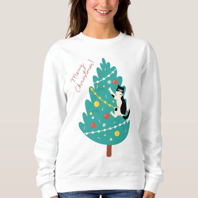 Merry Catmas - Ein purer Weihnachtskletter Sweatshirt (Vorderseite)