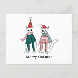 Merry Catmas Feiertagspostkarte
