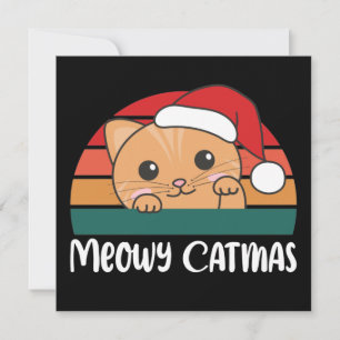 Merry Catmas Funny Cat Christmas Pun Einladung