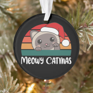 Merry Catmas Funny Cat Christmas Pun Ornament