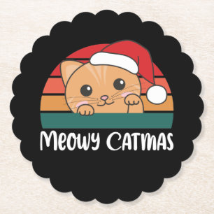 Merry Catmas Funny Cat Christmas Pup Paper Unterse Untersetzer