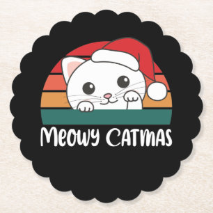 Merry Catmas Funny Cat Christmas Pup Paper Unterse Untersetzer
