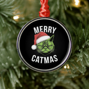 Merry Catmas Funny Cat Liebhaber Weihnachten Ornament Aus Metall
