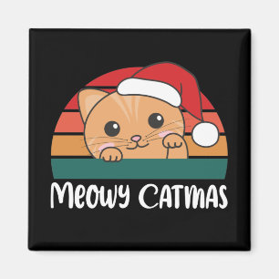 Merry Catmas Funny Chat de Noël Pun Magnet