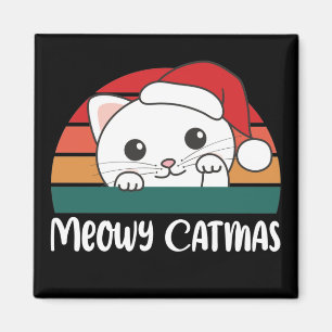 Merry Catmas Funny Chat de Noël Pun Magnet
