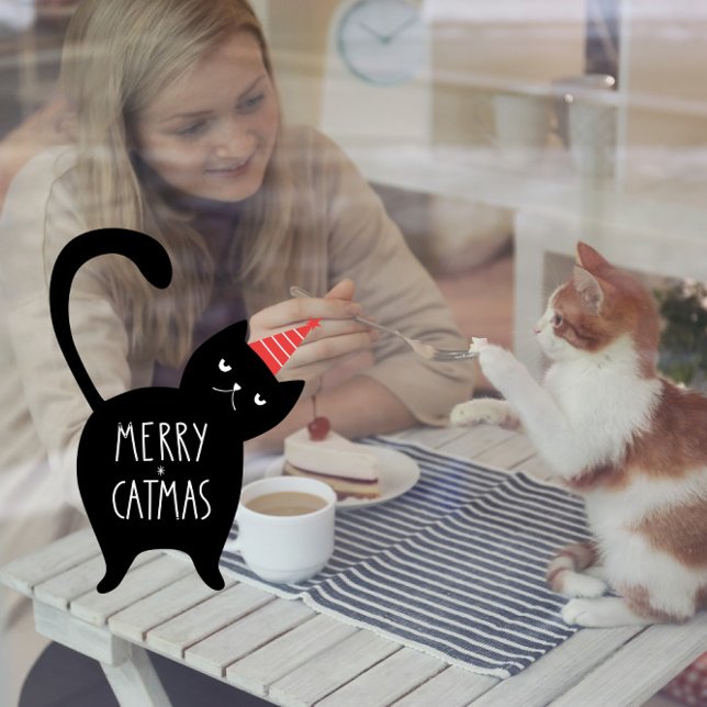 Merry Catmas Funny Christmas Black Cat Pet Shop Fensteraufkleber (Von Creator hochgeladen)