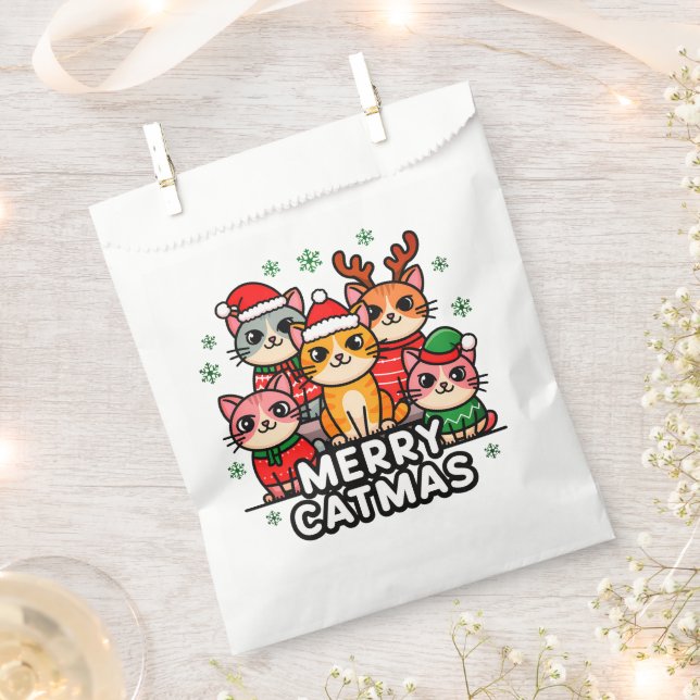 Merry Catmas Funny Christmas Geschenktütchen (Ausgeschnitten)