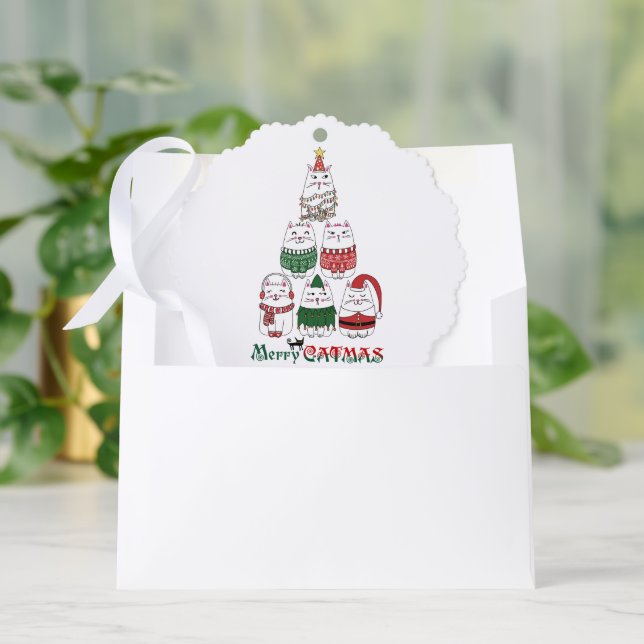 Merry Catmas Funny Christmas Kitten Ornament Karte (Umschlag)