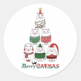 Merry Catmas Funny Christmas Kitten Runder Aufkleber