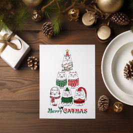 Merry Catmas Funny Christmas Kitten Tree Poster