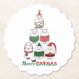 Merry Catmas Funny Christmas Kitten Tree Untersetzer