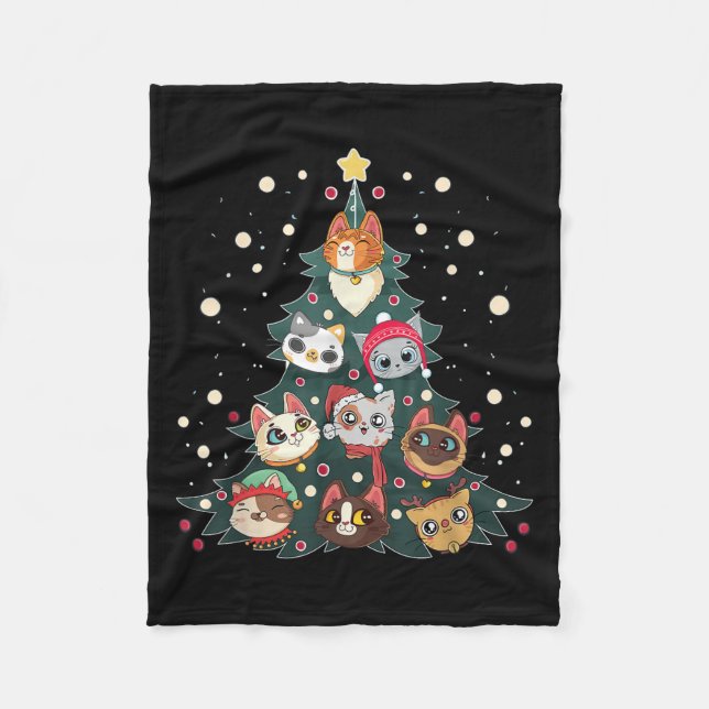 Merry Catmas Funny Christmas Tree, Cats Xmas Meow  Fleecedecke (Vorderseite)