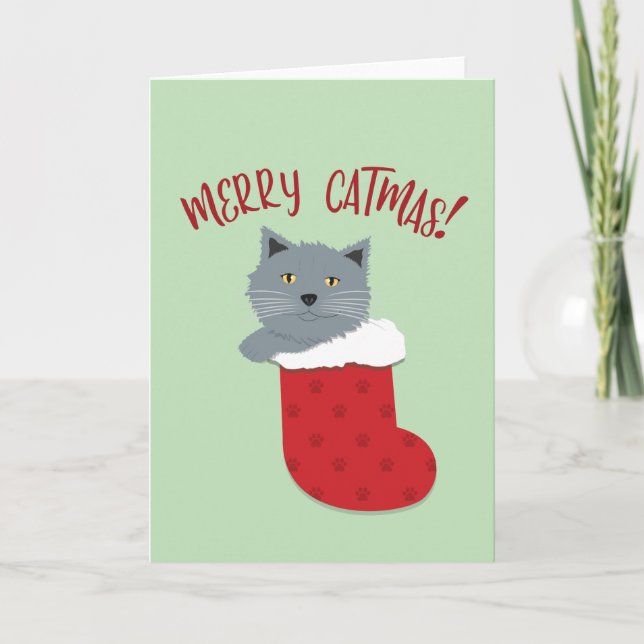 Merry Catmas Karte (Vorderseite)
