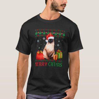 Merry Catmas Katze Ugly Weihnachten Siam Katze Mam T-Shirt