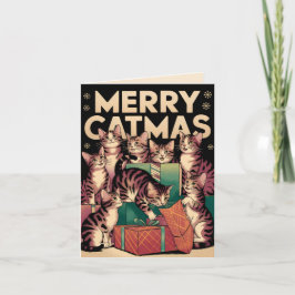 Merry Catmas - niedliche Vintage Katzenjause Karte