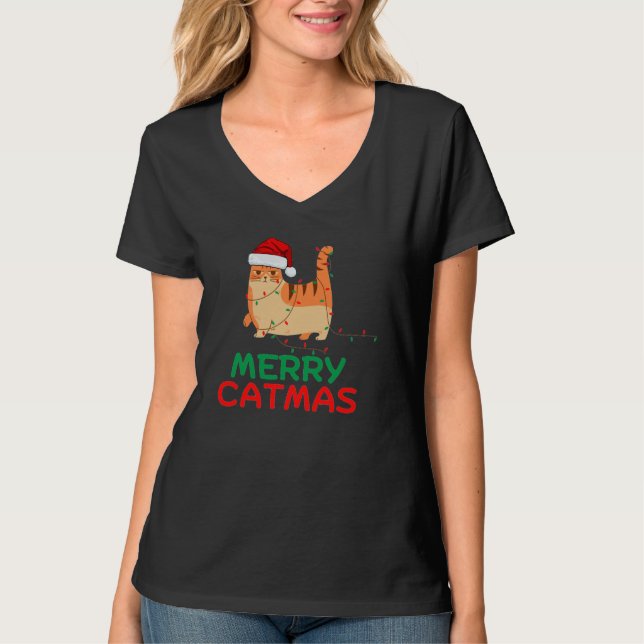 Merry Catmas Noël Funny T-shirt (Devant)