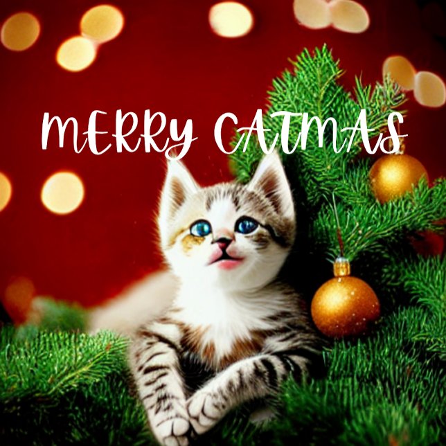 Merry Catmas Purrfect Christmas Card Feiertagskarte (Von Creator hochgeladen)