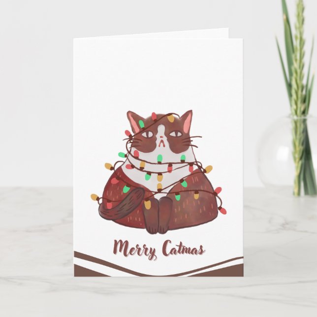 Merry Catmas Weihnachtskarten Spaß Festival Karte (Vorderseite)
