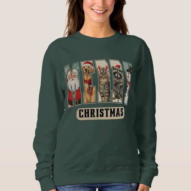 MERRY Character Collage Christmas Shirt Gift (Vorderseite)