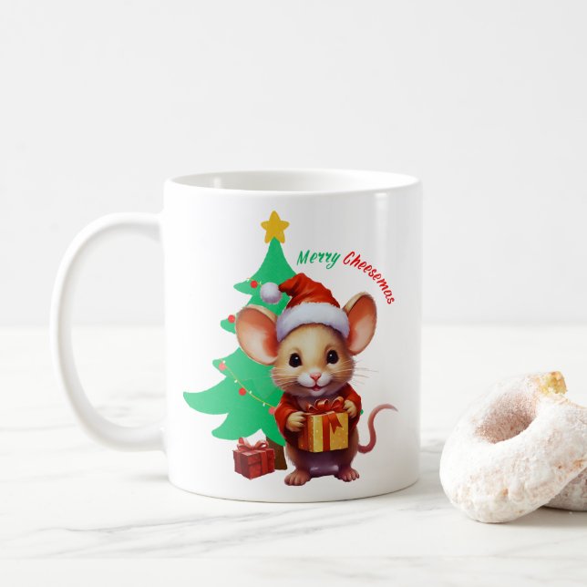 Merry Cheesemas - Niedliche Maus - Kaffeetasse (Mit Donut)