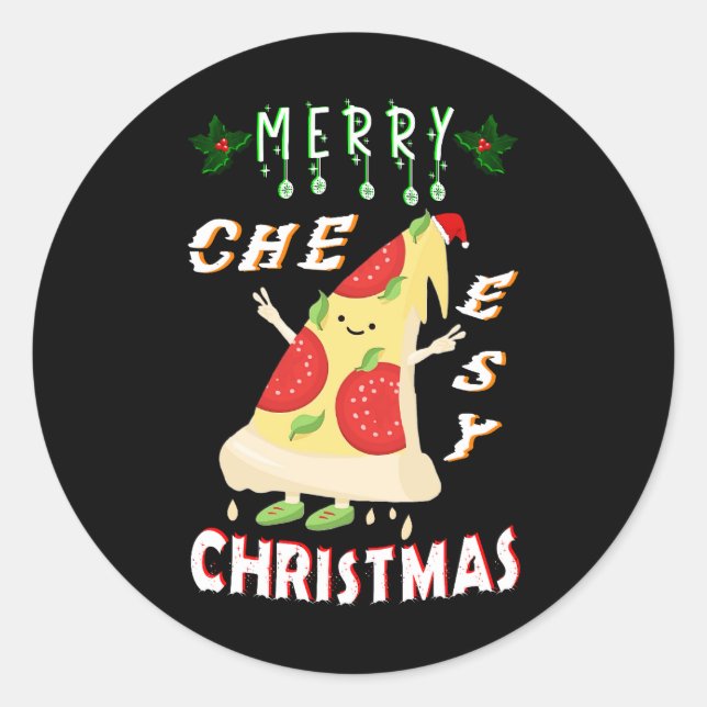 Merry Cheesy Weihnachten Weihnachten Weihnachten P Runder Aufkleber (Vorderseite)