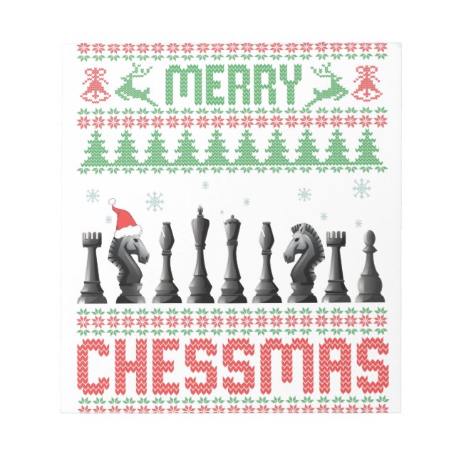 Merry Chessmas Funny Schach Weihnachten Ugly Sweat Notizblock (Vorderseite)
