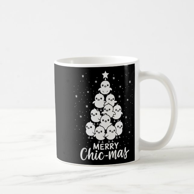 Merry Chic-mas Cute Chicks Christmas Tree Funny Fa Kaffeetasse (Rechts)