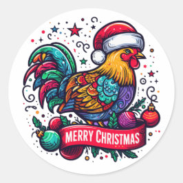 Merry Chickenmas Runder Aufkleber