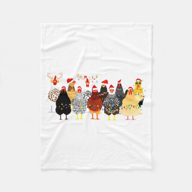 Merry Chickmas Chicken Christmas Ornament Lights S Fleecedecke (Vorderseite)