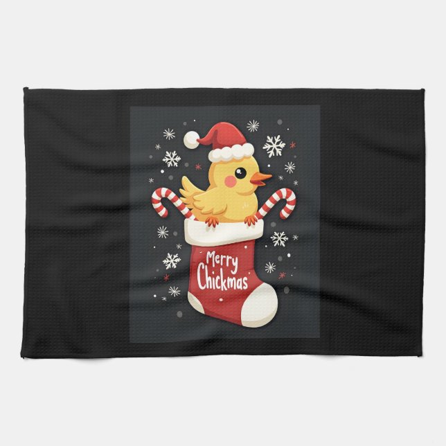 Merry Chickmas Chicken Geschirrtuch (Horizontal)