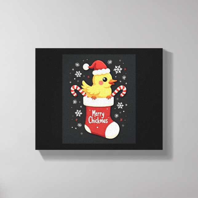 Merry Chickmas Chicken Leinwanddruck (Vorderseite)
