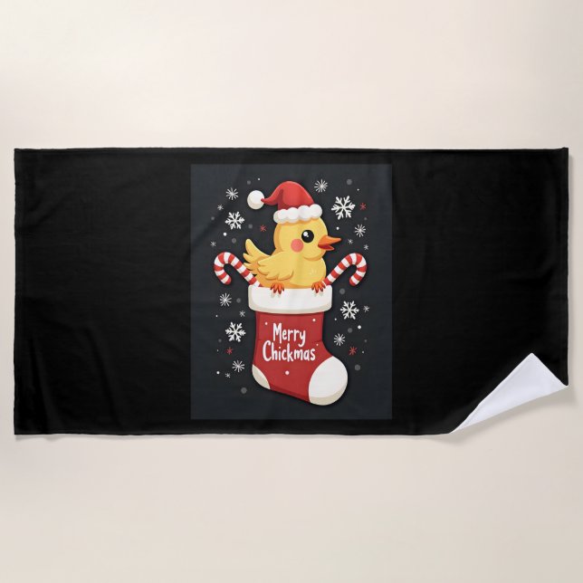 Merry Chickmas Chicken Strandtuch (Vorderseite)