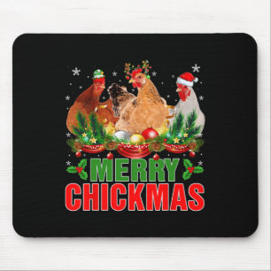 Merry Chickmas Chickens Weihnachtsmannmütze Bauern Mousepad